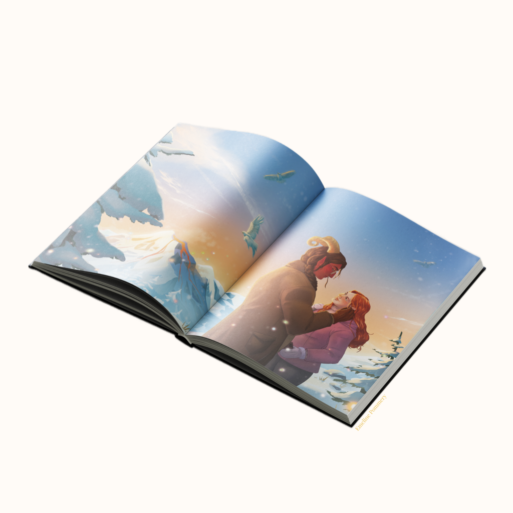 Endpaper illustration for a Christmas Monster Romance book